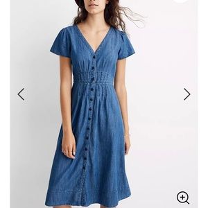 Madewell Denim Pleat-Waist Midi Dress